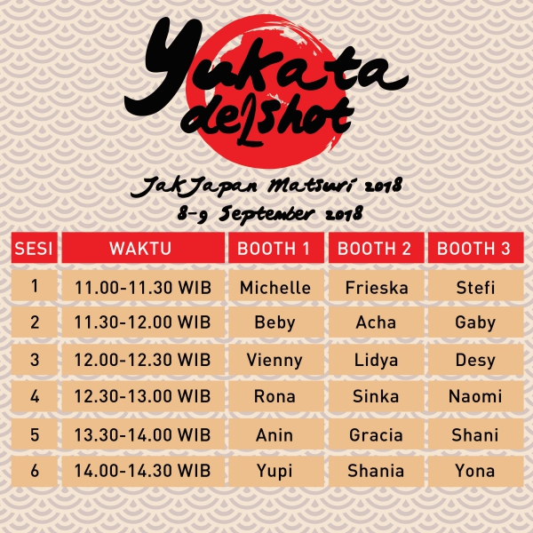 Jadwal "Yukata de 2 Shot" di event Jak Japan Matsuri 2018