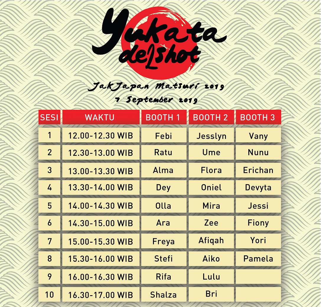 Pengumuman Terkait Yukata de 2 Shot Event di JakJapan Matsuri 2019