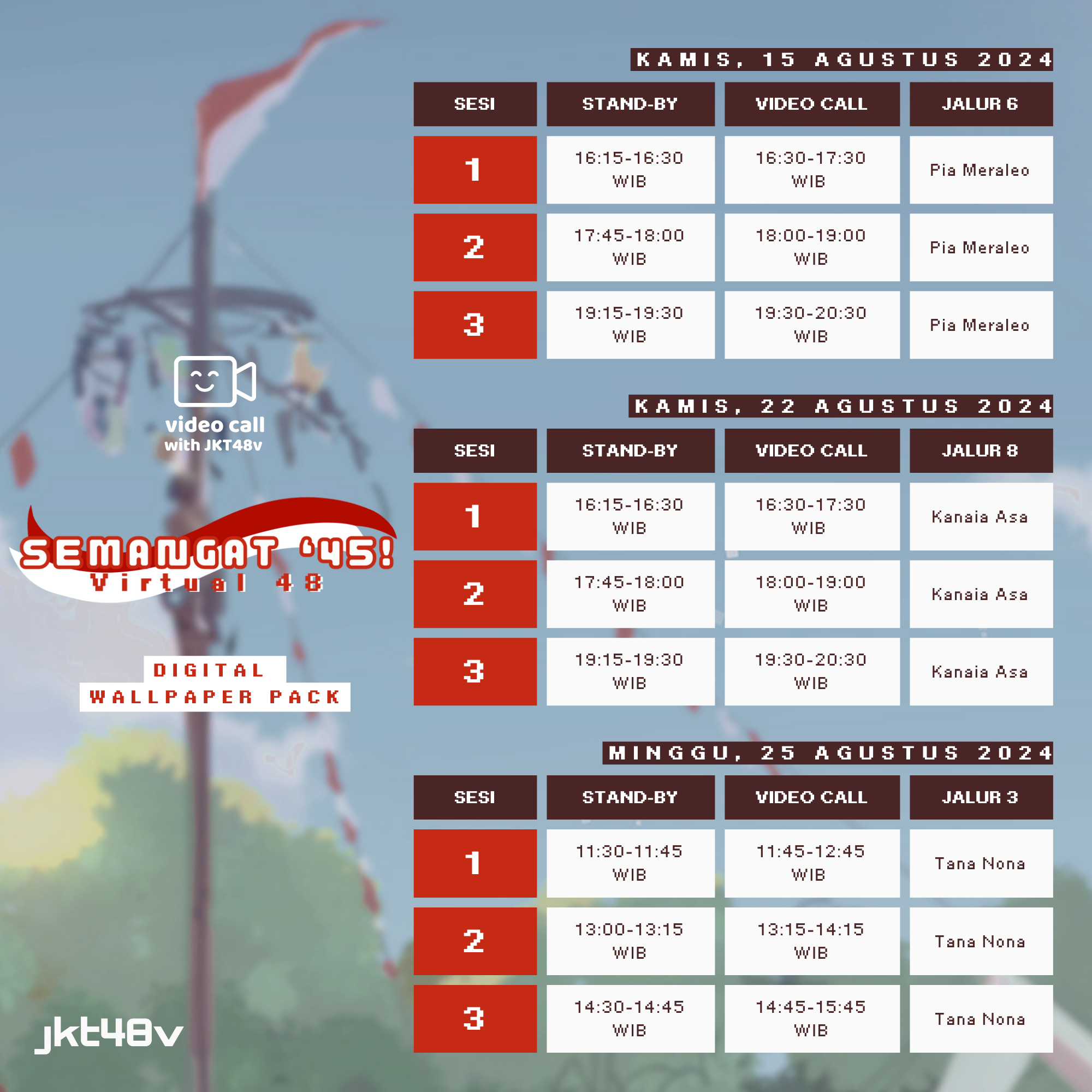 Pengumuman Mengenai Penjualan Digital Wallpaper Pack “Semangat '45!” dengan bonus Video Call with JKT48 Virtual