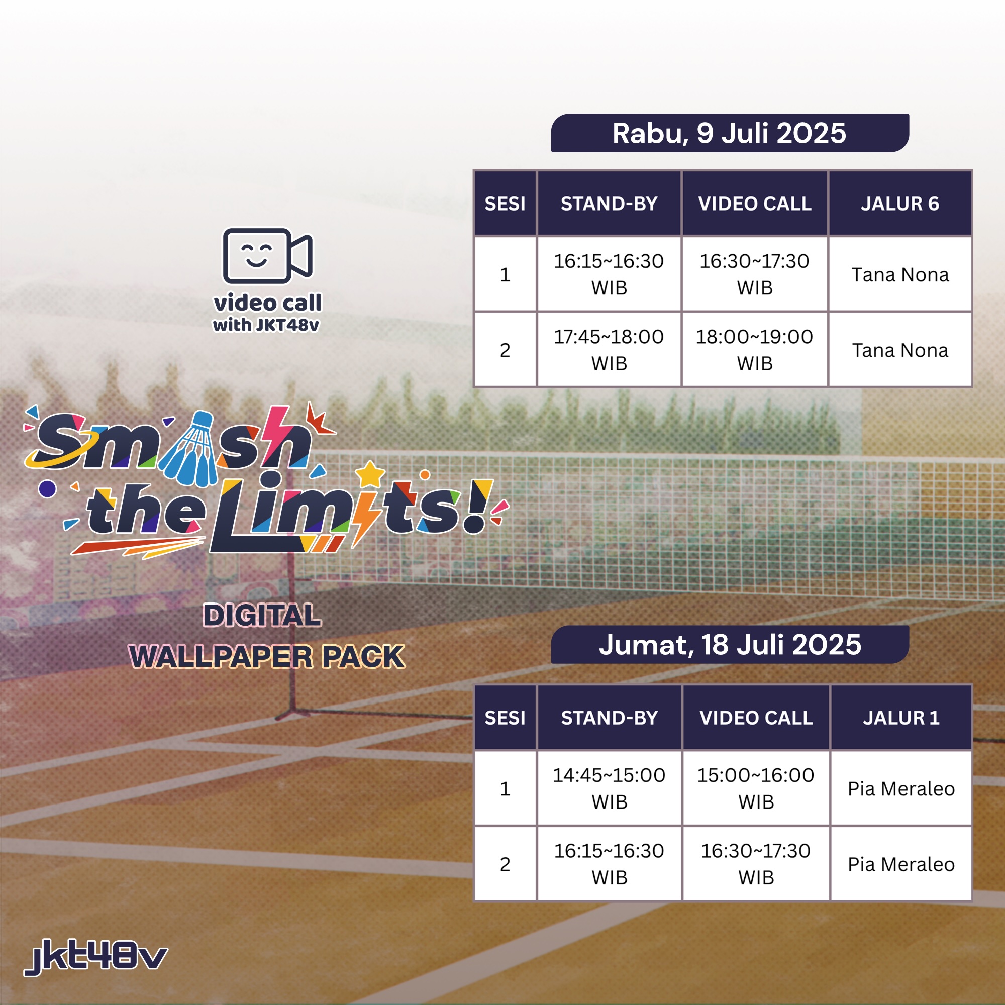 Pengumuman Mengenai Penjualan Digital Wallpaper Pack “Smash The Limits!” dengan bonus Video Call with JKT48 Virtual